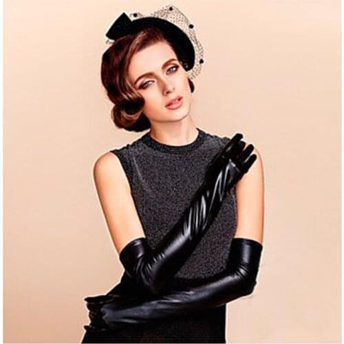 2017 fashion sexy tight glue patent leather gloves long queen temptation lingerie coating DS steel tube dance bright skin jxj110