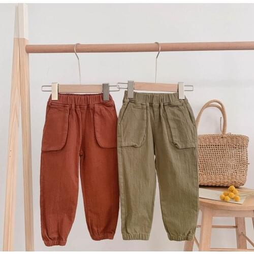 2019 Autumn New Arrival Boys Pants Big Pocket Casual Elastic Waist Sweatpants 2 3 4 5 6 Years Toddler Boys Trousers Harem Pants