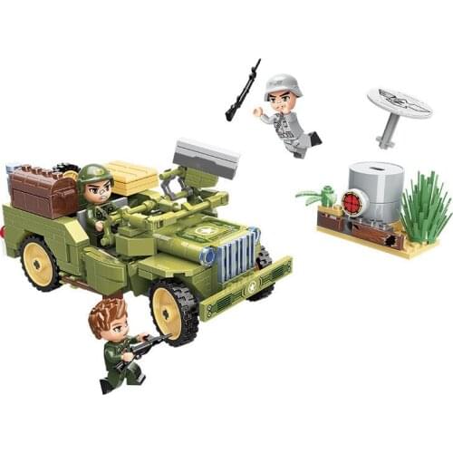 264pcs Enlightenment 21011 Military Series Jeep Raid Assembled Model Boy Assembled Building Block Toy Gifts