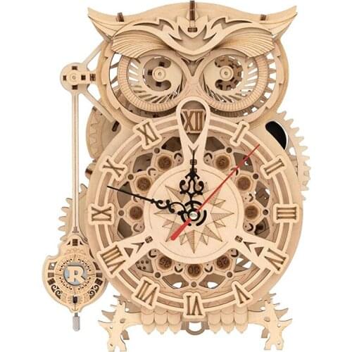 3D Wooden Puzzle Clock Model Kits Gift For Adults & Teens Owl Clock A1