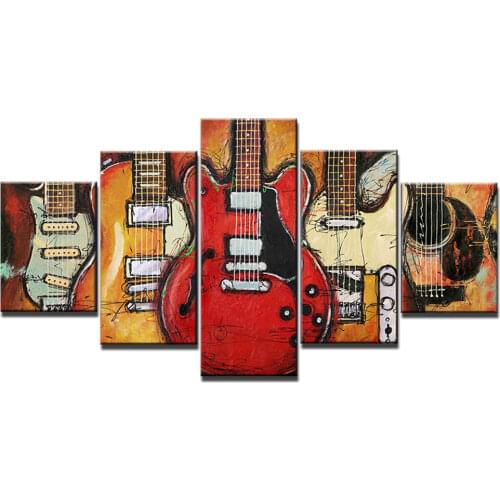 5 Piece canvas painting home decoration accessories guitar music decorative Print painting Wall Art Pictures For Living Room