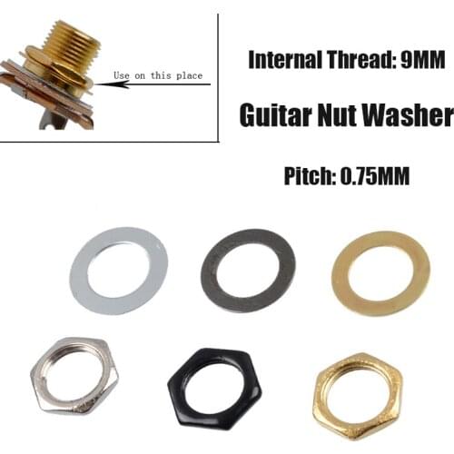 9mm Electric Bass Guitar Nut Washer For Input Output Jack,M9 Bass Guitar Socket Nut Gasket with 3 Colors