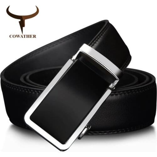 COWATHER 2019 Automatic Buckle Metal Belts for Men Cow Genuine Leather Belt high grade new Fashion style Leather Men Belts