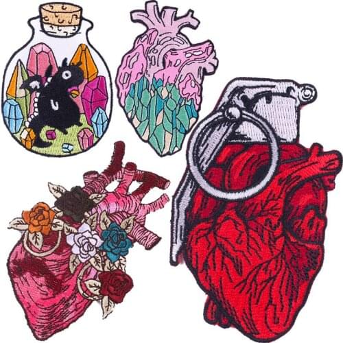 Embroidery colors heart patch,cute cartoon badge,letter patches fish appliques for clothing A21773