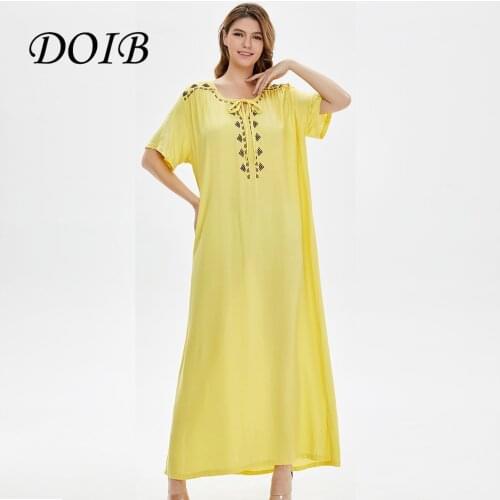 DOIB Abaya Long Robe Dubai Muslim Arabic Dress Turkey Islam Ramadan Eid Embroidery Robe Longue Musulman Kafan Dress