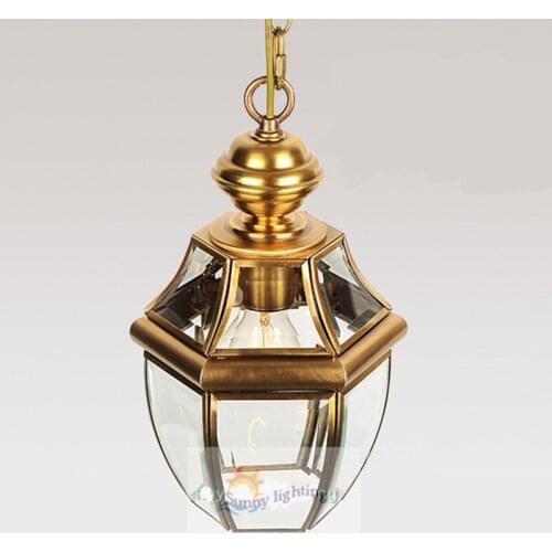 Home Indoor Antique Pendant Lights For Balcony Bar Corridor Vintage Europe Style Copper Pendant Lamp Industrial Hanging Lantern