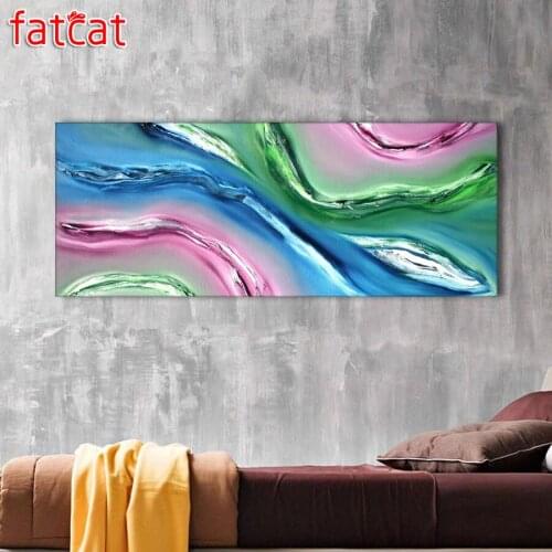 FATCAT Abstract color line landscape large Diy Daimond Painting Full Square Round Drill Rhinestone Embroidery Sale decor AE1923