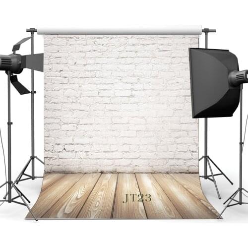 Photography Backdrops Whitewashed Beick Wallpaper & Stripe Wooden Floor Toddlers Lover Portraits Background