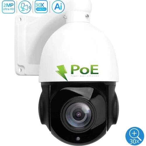 Inesun Outdoor PoE Security PTZ IP Camera 2MP AI Auto Tracking Hight Speed Dome CCTV Camera 30X Optical Zoom Two Way Audio ONVIF
