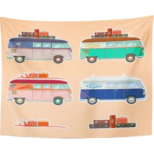 Camper of Retro Travel Van Beetle Car Tapestry Home Decor Wall Hanging for Living Room Bedroom Dorm 60x80 Inches