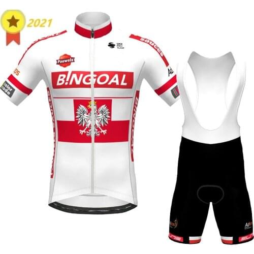 2021 WALLONIE BRUXELLES Poland Champion Cycling Jersey Set Summer Bicycle Clothing Road Bike Shirts Suit Shorts MTB Ropa Maillot