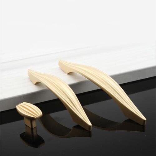 LCH Solid Zinc Alloy Brushed Gold Copper Color Chinese Style Handle Cabinet Drawer Pull Knob Door Pull Furniture Hardware