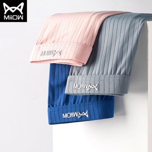 Mens antibacterial boxer shorts summer thin breathable striped underwear