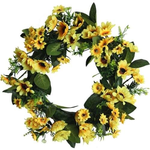 New Arrival Simulation Rose Flower Wreath Round Pastoral Decorative Garland Wedding Holiday Party Home Artificial Decor Pendant
