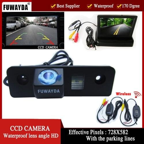 FUWAYDA CCD Parking Monitors LED color Car RearView Camera 4.3' foldable Mirror Monitor for VW Skoda ROOMSTER OCTAVIA TOUR FABIA