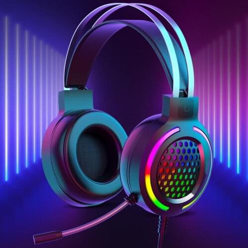 Hollow RGB Light Wired Headphone Heavy Bass Headset with Mic for Phone/Laptop Wired Hollow with Mic RGB Light Wired Headphone