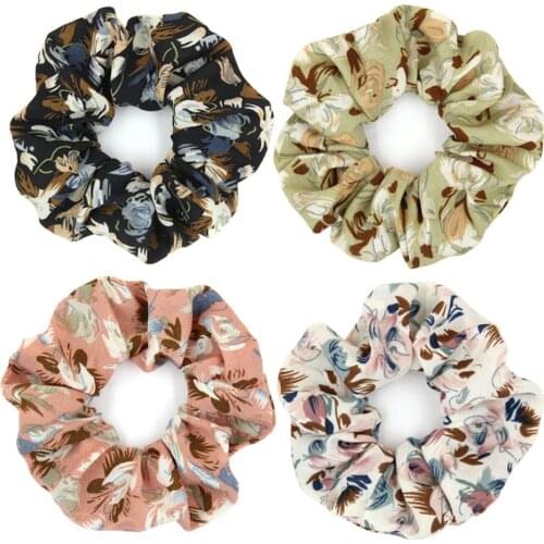 Furling Girl 1PC Polyester Fabric Hair Scrunchies Hair Butterfly Printed Ponytail Holder Clothe Elastic Hair Bands