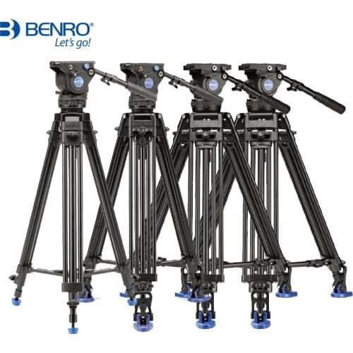 Benro BV4 BV6 BV8 BV10 Video Tripod Auminium Camera Tripods BV4H BV6H BV8H BV10H Video Head QR13 Plate Carrying Bag Free Ship