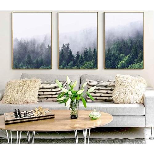 HAOCHU Nordic Decoration Forest Lanscape Wall Art Canvas Poster and Print Canvas Painting Decorative Picture for Living Room