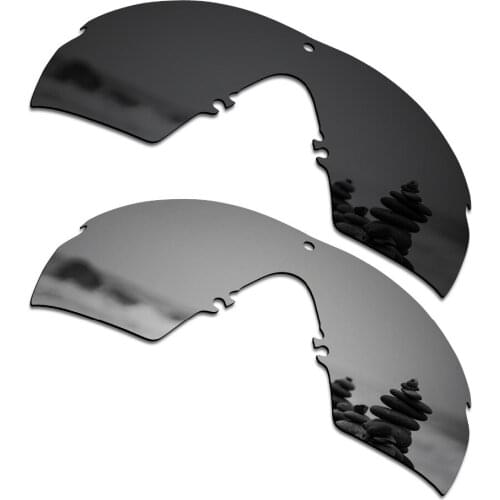 SmartVLT 2 Pieces Polarized Sunglasses Replacement Lenses for Oakley Si M Frame 2.0 Stealth Black and Silver Titanium