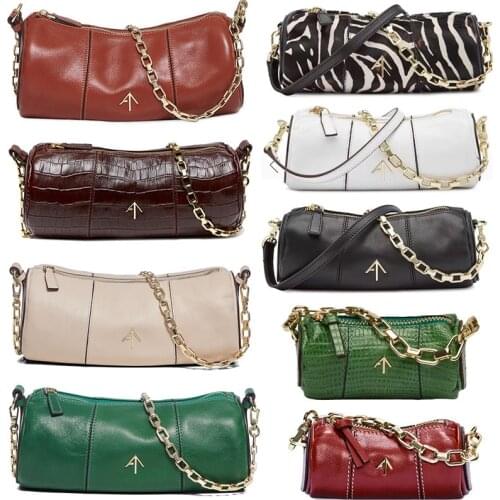 Genuine Leather Handbags with Arrow Decoration Cross-over Pillow Bags for Women 2021 New Luxury Tote Handbags Baguette Green