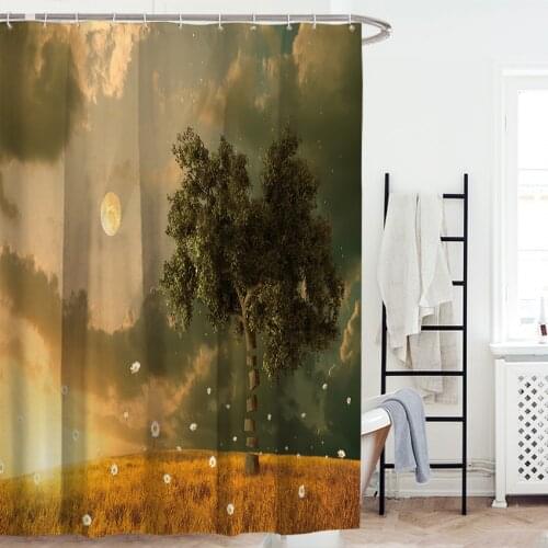 Shower Curtain Mountain Jungle Printed Waterproof Bathing Cover Bathtub Insulation Home Decor with Hooks Rideau De Douche