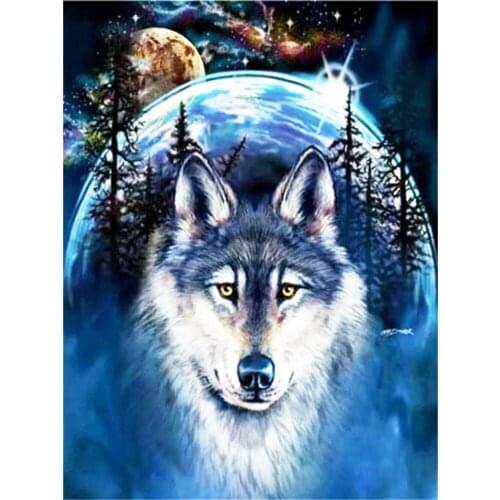 Animal Wolf Pre-Printed 11CT Cross-Stitch Embroidery Patterns DMC Threads Handiwork Handmade Painting Craft Sales Promotions