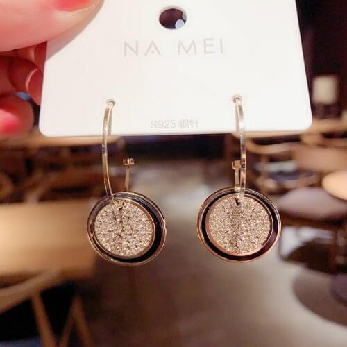 South Koreas Dongdaemun temperament high feeling full of round female fashion personality joker earrings ring needle