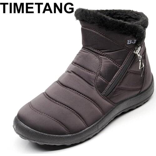 TIMETANG2018 Winter Shoes Woman Snow Boots With Plush Inside Botas Mujer Waterproof Plus Size 43 Winter Boots Female BootiesE229