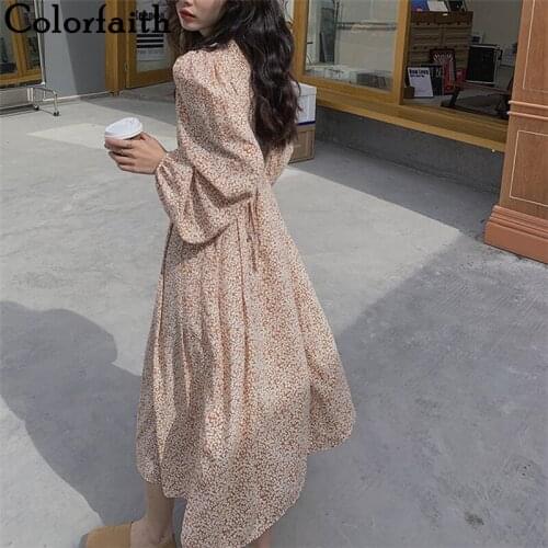 Spring Autumn Floral Print Summer Dresses Women Fashionable Korean Style O-neck Vintage Oversize Long Dress Vestidos Robe Femme