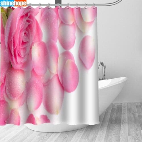 1PC Flowers Red Rose Shower Curtains for Bathroom Polyester Shower Curtain Printing Curtain Cartoon Shower Curtains