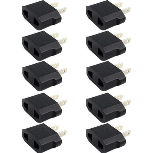 10pcs European Euro EU to US USA Plug Travel Charger Adapter Outlet Converter H054