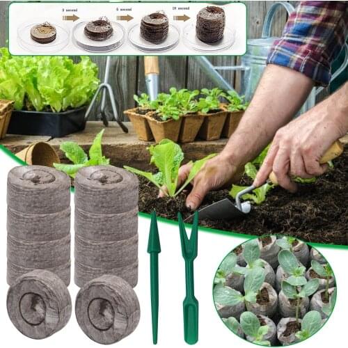10Pcs Peat Pellets Seed Starting Plugs Pallet Seedling Soil Block Maker Starting Plugs Seeds Starter Professional For Garden