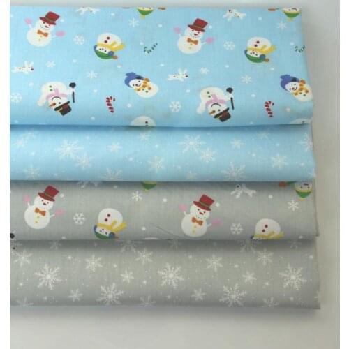 100% cotton twill textile cartoon blue gray snowman snowflake fabrics for DIY kids bedding cushion quilting handwork decoration