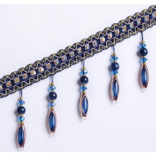 12 yards/lot Window Curtains Crystal Bead Lace Decoration Parts Suspended Bead Spike Tassels Fabric Art Decoration Rose Jade