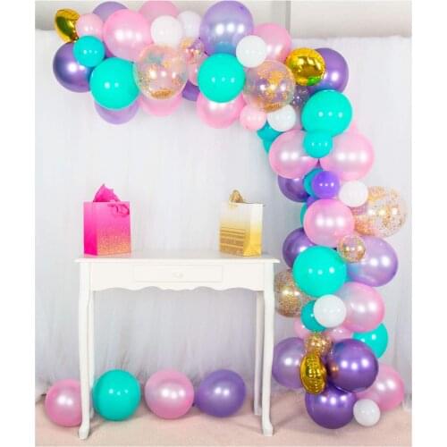 132pcs/lot Pink Purple Balloons Arch Kit Garland Shimmer Confetti balloons Color Baby Shower balloons Birthday Party Decoration