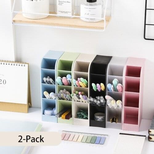 2-Pack INS Style Fashion Pen Holder Plastic Makeup Brush Stationery Organizer Holder Desk Accessories Organiser