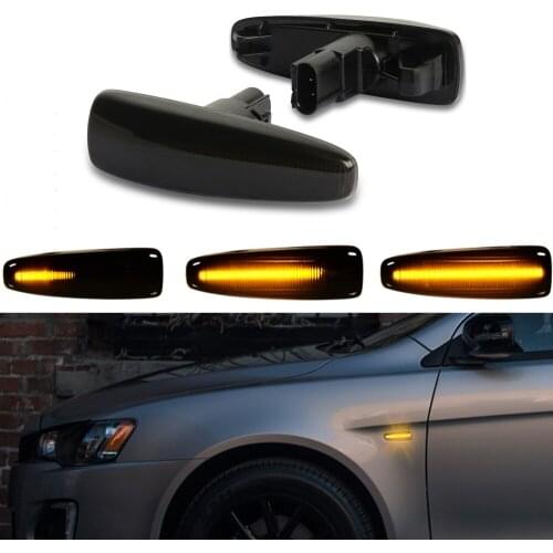 2pcs Amber Dynamic LED Fender Side Marker Turn Signal Light Marker Lamp For Mitsubishi Lancer EVO X Outlander Sport Mirage 2014