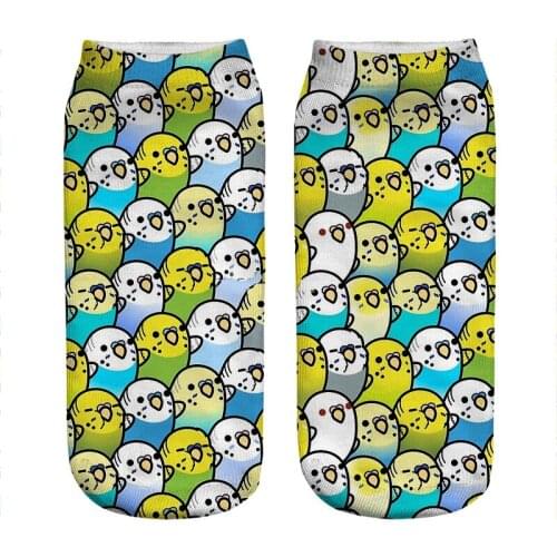 2021 Womens socks kawaii Bunches of Budgies Printed Socks Woman harajuku Happy Funny Novelty cute girl gift Socks for women
