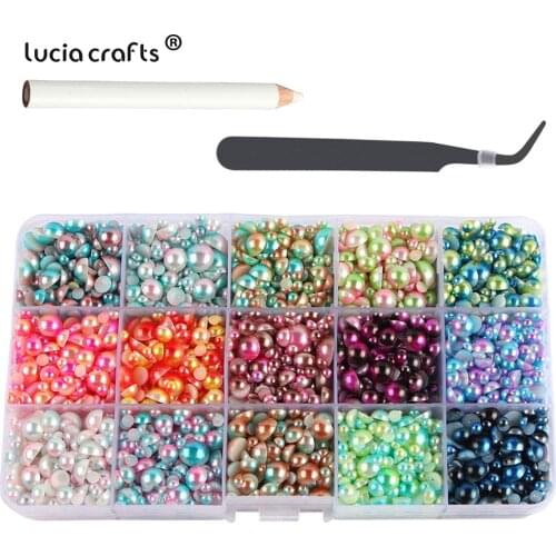4-10mm 3270pcs Mermaid Kyi Color Half Pearl Bead Flatback Resin Pearl Glue On Rhinestones Beads Nail Art Crafts Diy Decor F0603