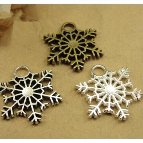 50pcs/lot Christmas snowflake zinc alloy pendant Christmas tree decoration 25*26MM