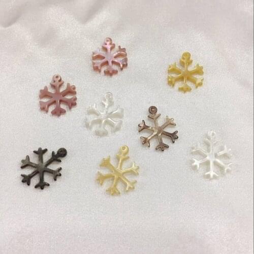 15*18MM 8Pcs Snowflake 100% Natural Pink White Yellow Black Pearl Shell Pendants Jewelry Accessories Jewellery Charms
