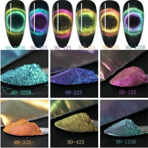 9D Chameleon Cat Eye Powder Super Magnetic Nail Glitter Pigment DIY Nail Gel Mirror Powder