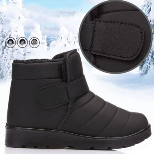 BomKinta New Men Boots High Quality Waterproof Non-slip Male Ankle Snow Boots Shoes Warm Fur Plush Hook Loop Winter Size 35-46