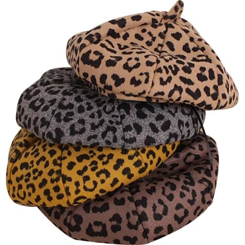 Children Kids Girls Leopard Print Berets Hats Spring Autumn Winter Toddler Infant Beanies Caps Hat Baby Accessories 2-6T