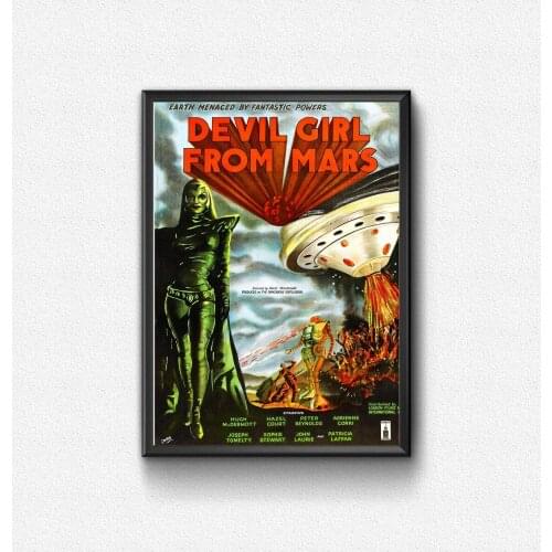 Devil Girl from Mars (1954) Poster UK Black-and-White Science Fiction Film Wall Decor Print Patricia Laffan Hugh McDermott Art