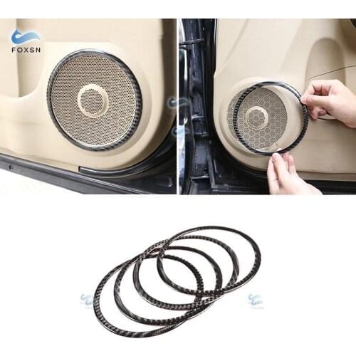 For Honda CRV 2007 2008 2009 2010 2011 4pcs Car Carbon Fiber Door Audio Speaker Ring Cover Protective Trim