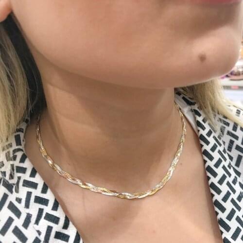 İTALY Generation Legend of Flat Knitted Cleopatra Silver Necklace