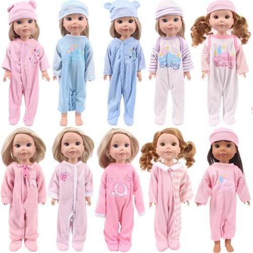 Doll Cartoon Elephants Clothes Jumpsuits Siamese Hooded Pajamas For 14.5 Inch Nancy Wellie Wishers Doll Generation Girl`s Toy