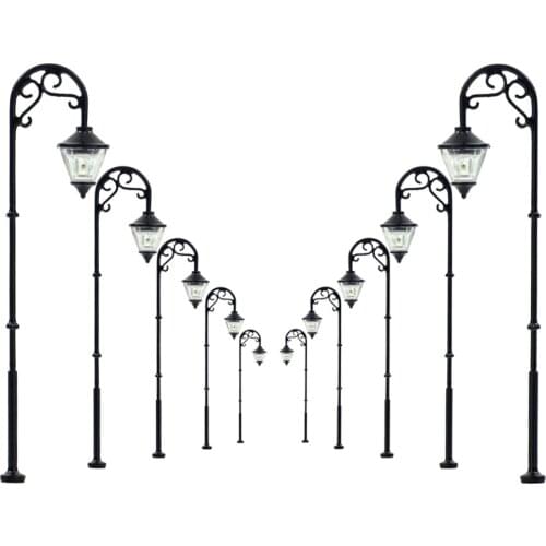 LYM55 10pcs 1:87 Model Railway Train HO Scale Lamp Post Single Head Street Lights LEDs NEW Miniature Warm White